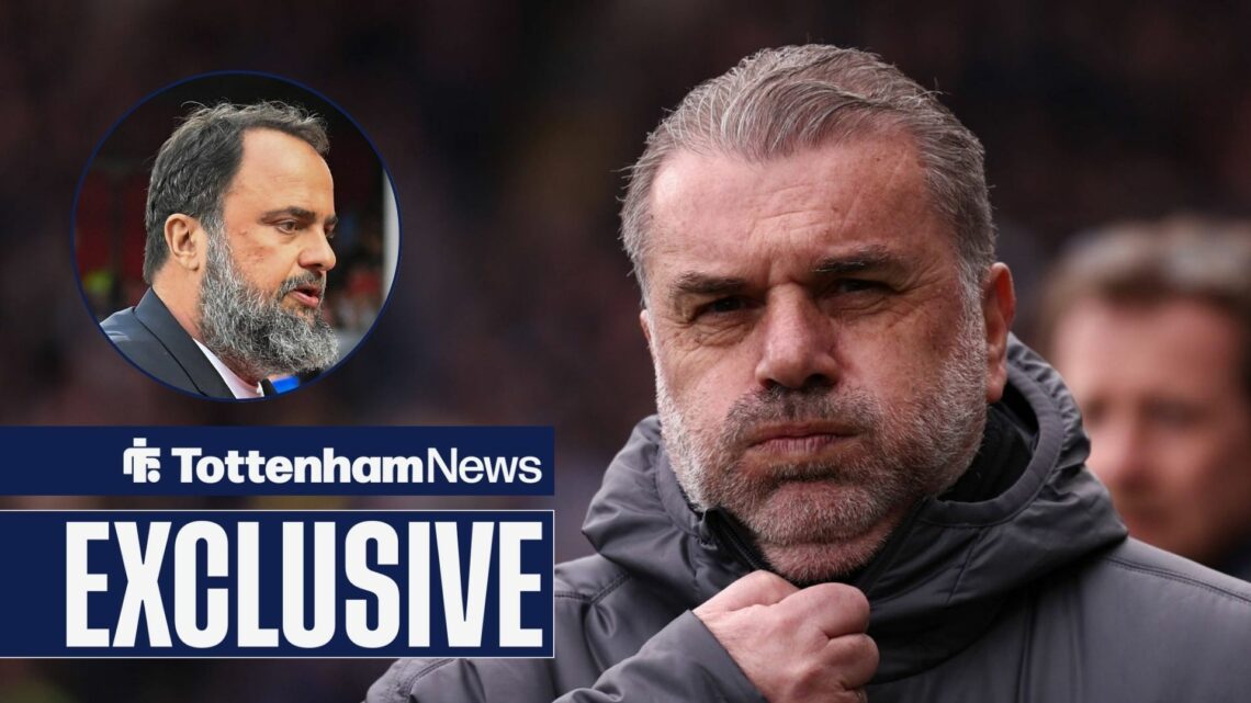 Former Tottenham coach Ange Postecoglou blowing off steam and Nottingham Forest owner Evangelos Marinakis in circular inset