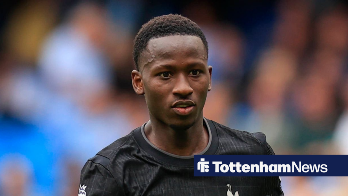 Pape Matar Sarr in Tottenham away kit looking focused