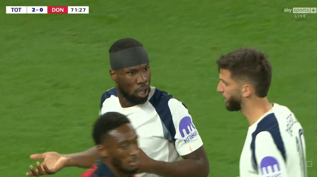 Kevin Danso looks confused against Doncaster.