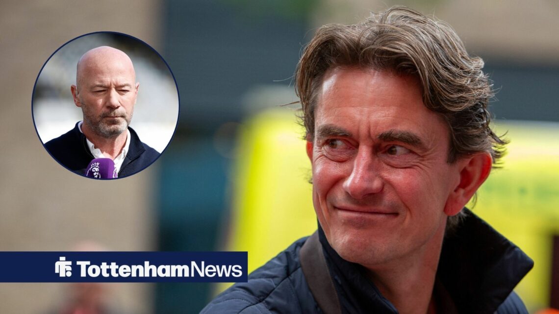 Tottenham manager Thomas Frank smiling and Alan Shearer in circular inset