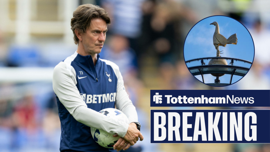 Breaking News as Tottenham manager Thomas Frank stares with a confused expression towards the cockerel on the roof of the Tottenham Hotspur Stadium...