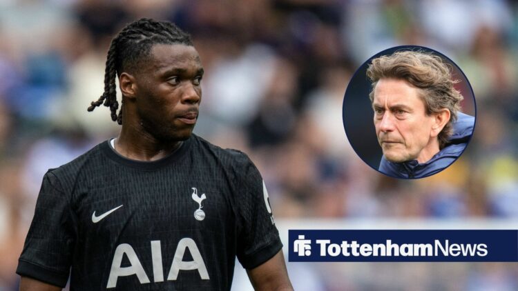 Tottenham defender Destiny Udogie with Thomas Frank inset