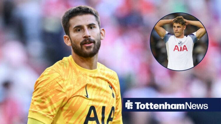 Micky van de Ven looking disappointed at Guglielmo Vicario