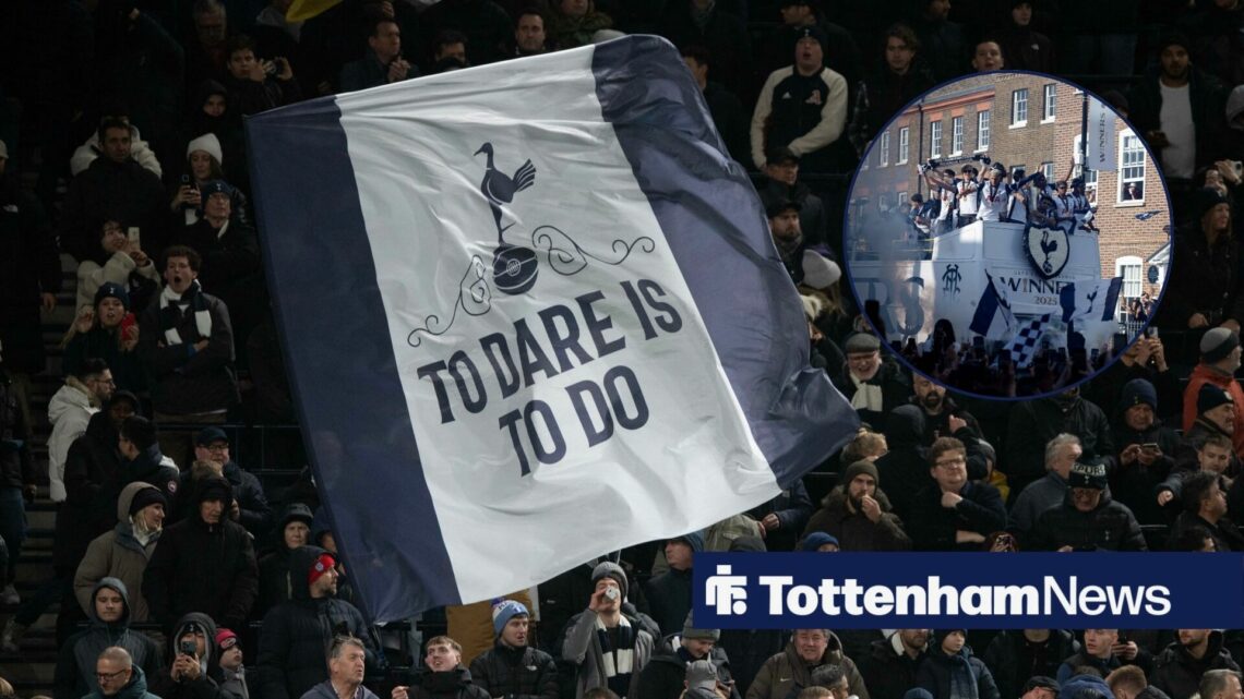 Tottenham fans and picture of Spurs Europa League celebrations.