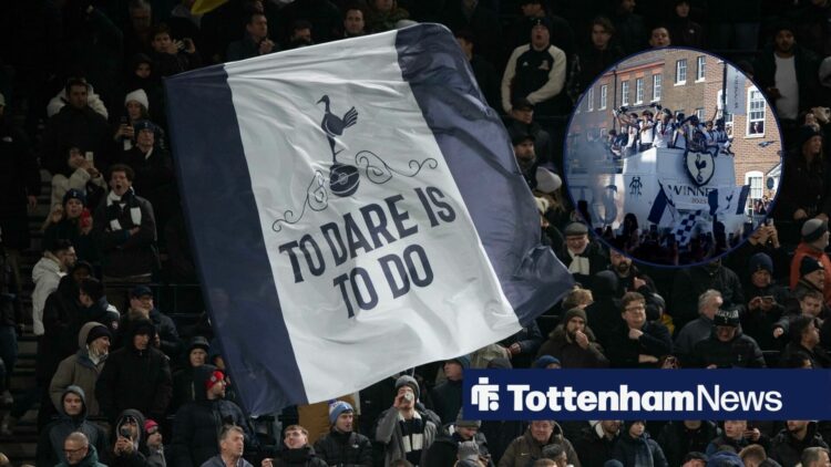 Tottenham fans and picture of Spurs Europa League celebrations.