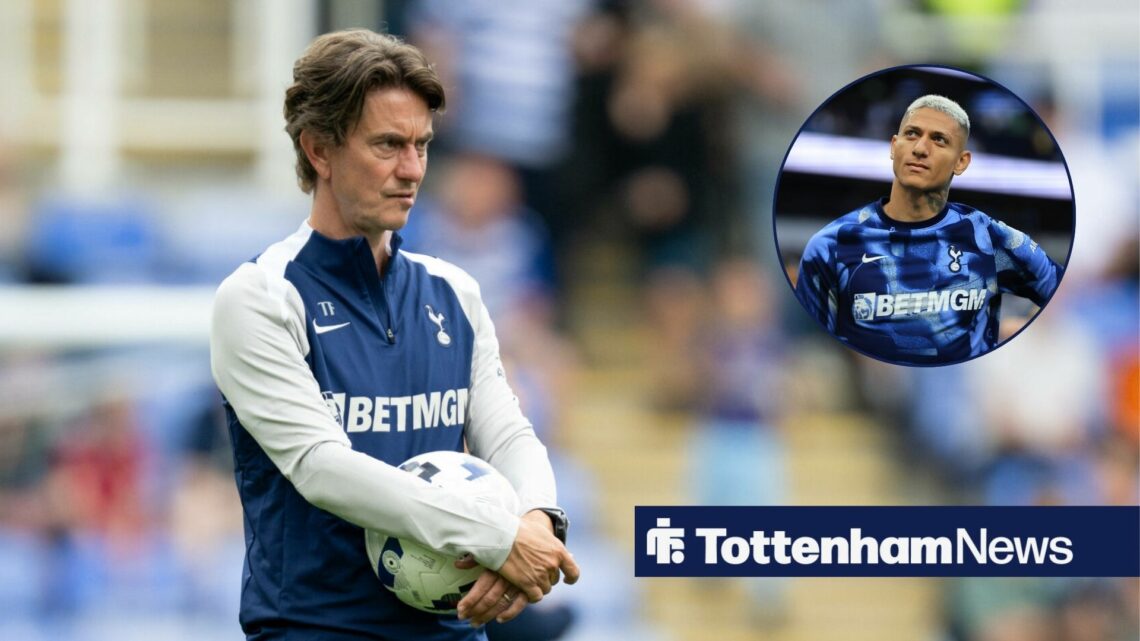Thomas Frank alongside a circle inset of Richarlison.