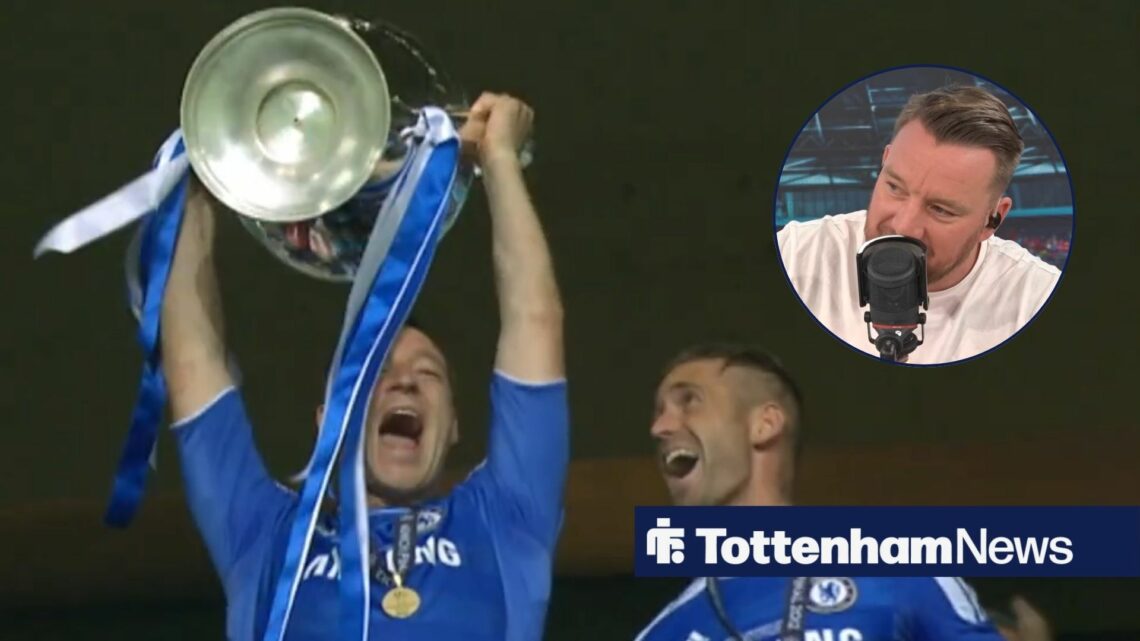 John Terry lifting the Champions League with Chelsea alongside a circle inset of Jamie O'Hara on talkSPORT
