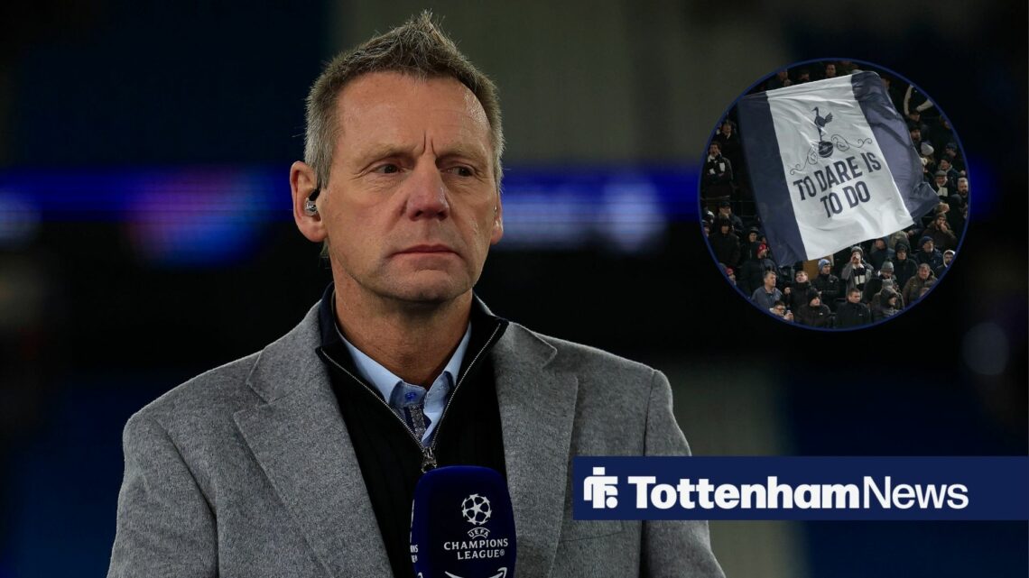 Stuart Pearce alongside a circle inset of Tottenham fans.