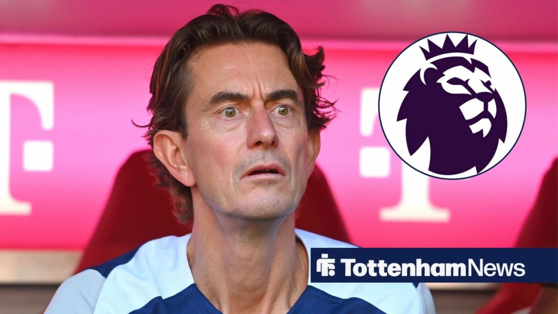Thomas Frank looking shocked at Premier League badge.