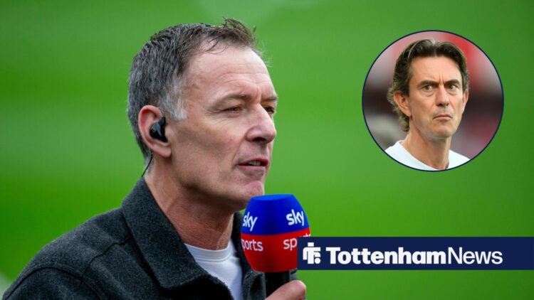 Chris Sutton talks into a microphone with Thomas Frank in a circular inset.
