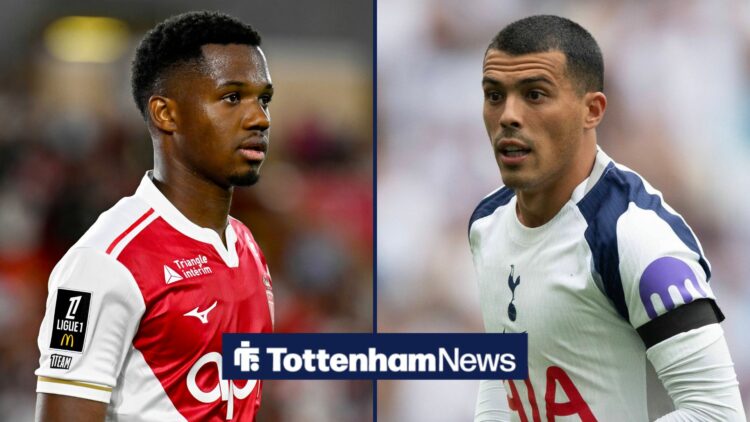 Ansu Fati looking at Spurs' Pedro Porro