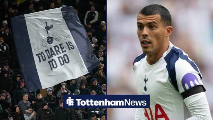 Pedro Porro looking at Tottenham fans.