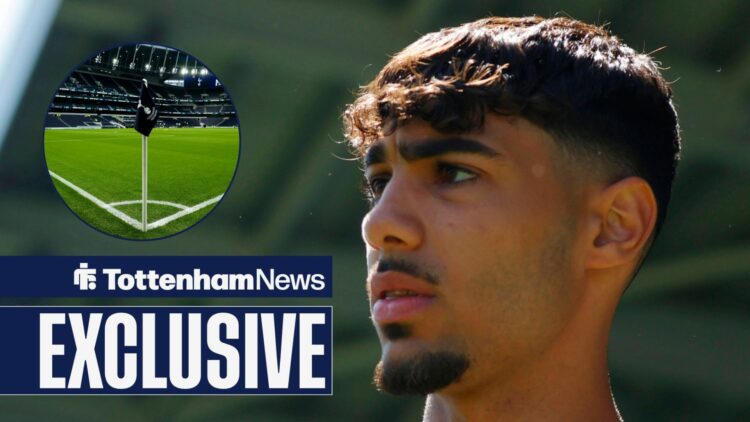 George Abbott looking concerned at Tottenham Hotspur Stadium in circular inset