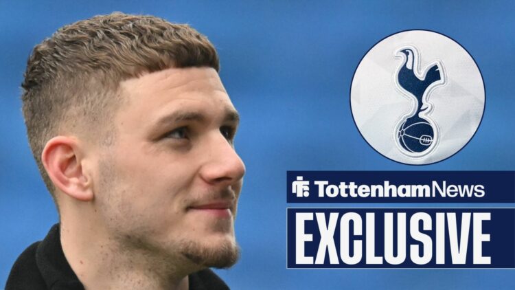 Jamie Donley smiling at Tottenham badge in circular inset