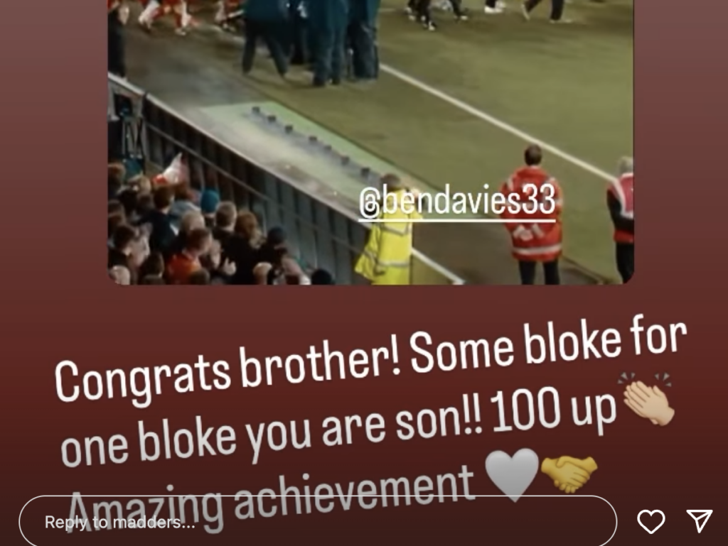 A screenshot of Tottenham star James Maddison's Instagram story.
