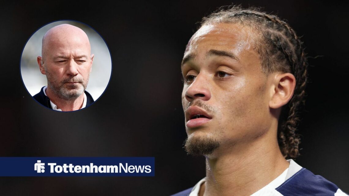 Xavi Simons upset while in action for Tottenham and Alan Shearer in circular inset