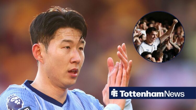 Son Heung-min applauds Tottenham fans in circular inset