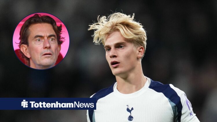 Tottenham midfielder Lucas Bergvall and Thomas Frank in circular inset