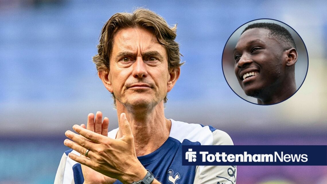 Tottenham manager Thomas Frank and Randal Kolo Muani in circular inset