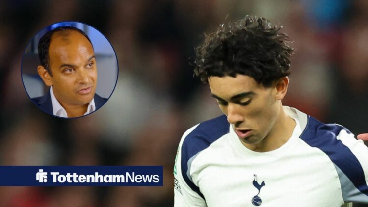 Luca Williams in action for Tottenham and Vinai Venkatesham in circular inset