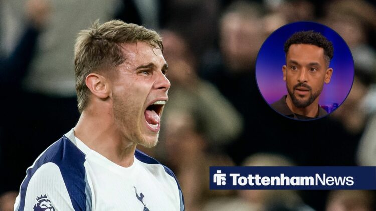 Micky van de Ven celebrating and Theo Walcott in circular inset