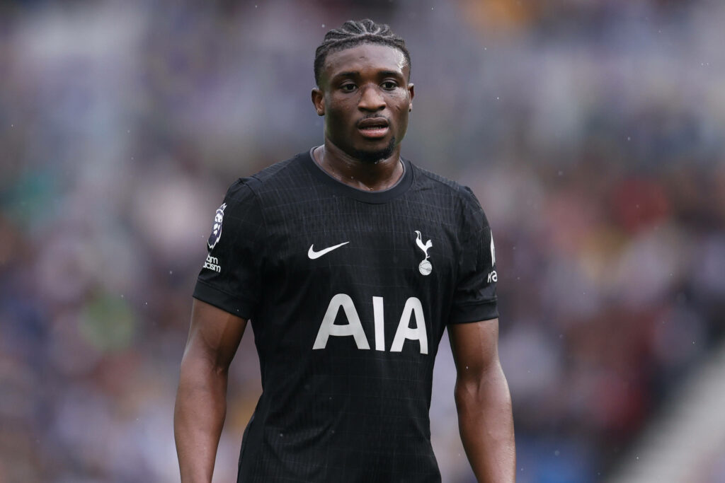 Mohammed Kudus looking concentrated while playing for Tottenham