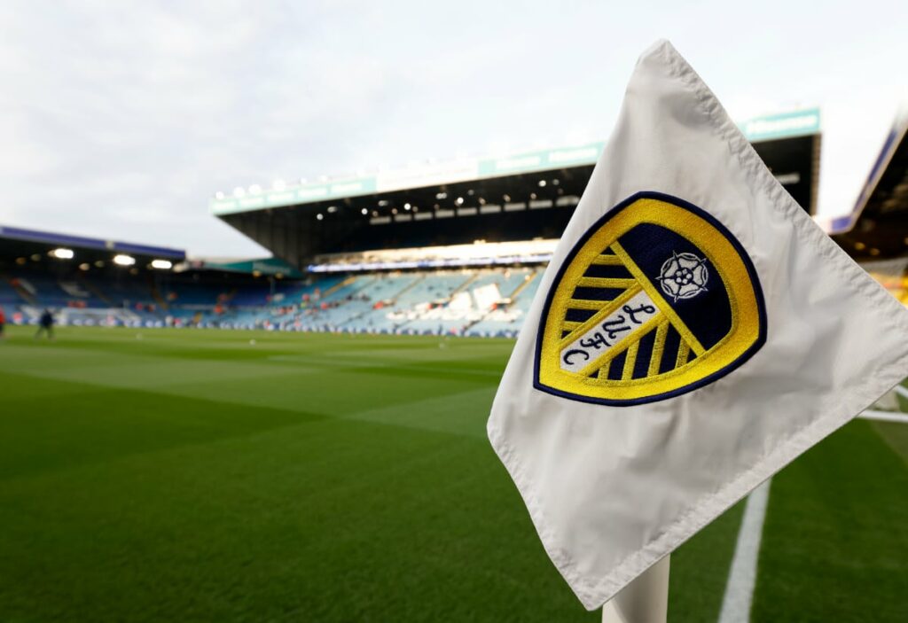A close up of the corner flag at Elland Road.