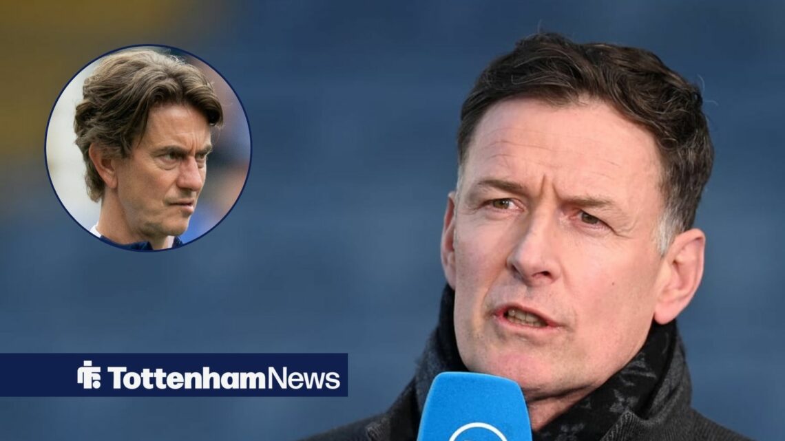 Premier League pundit Chris Sutton with Tottenham manager Thomas Frank inset