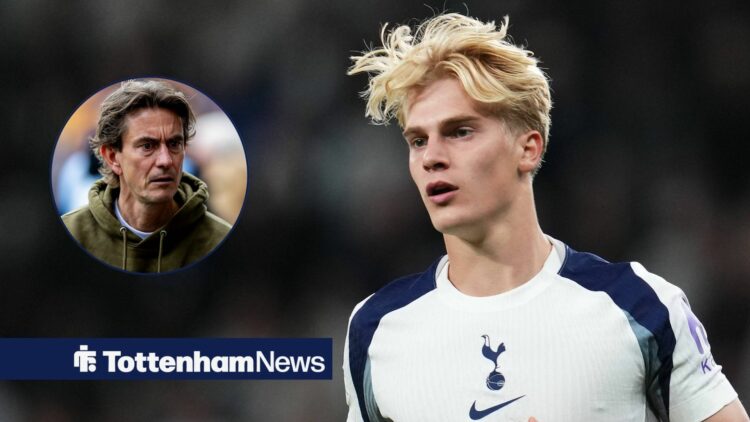 Lucas Bergvall and THomas Frank both looking unhappy in the direction of each other.