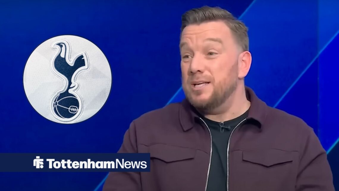 Jamie O'Hara looking disappointed in the direction of the Spurs badge.