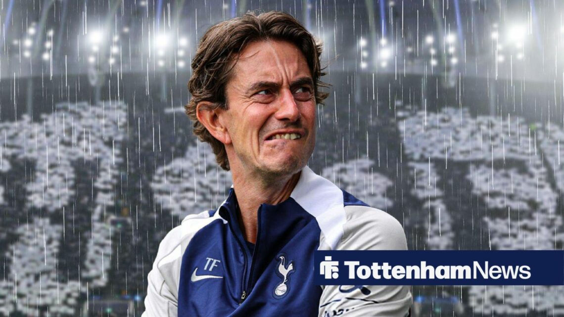 Tottenham manager Thomas Frank looks concerned