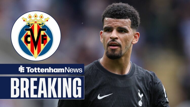 Dominic Solanke in fearful stare towards the Villarreal badge.