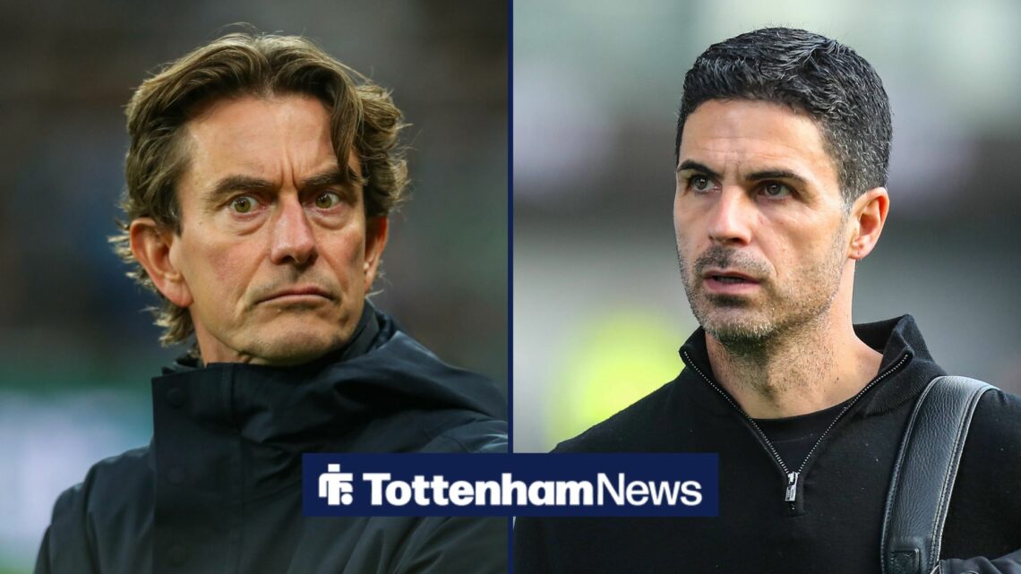 Thomas Frank and MIkel Arteta stood alongside each other.