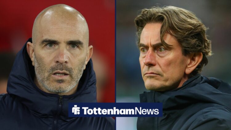 Enzo Maresca looks towards Thomas Frank in a split image