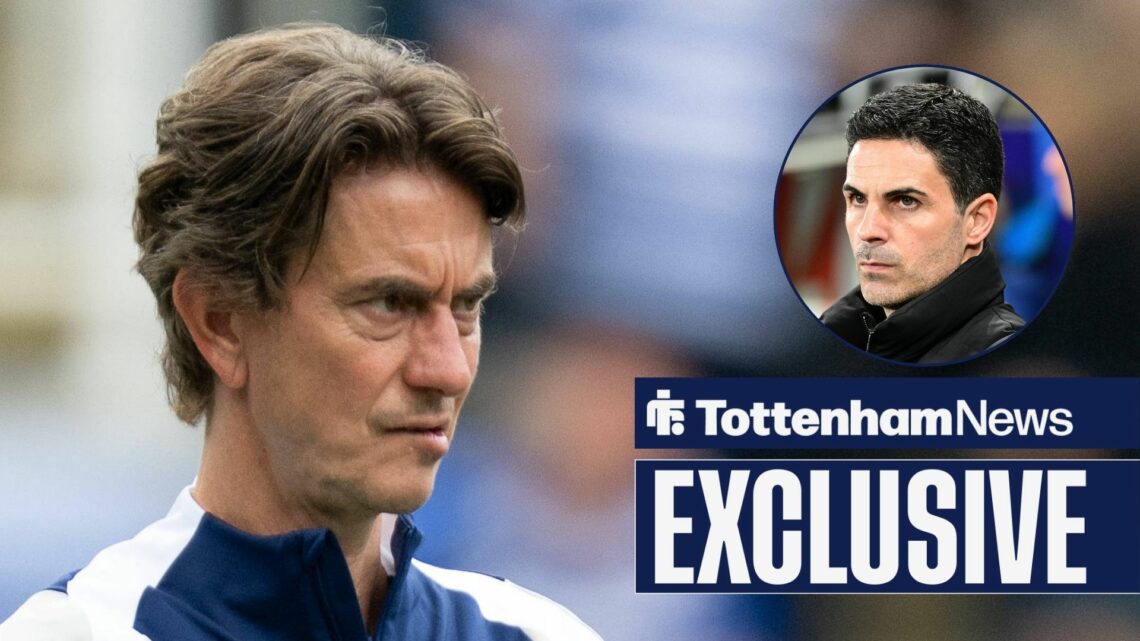 Thomas Frank focused on Mikel Arteta in circular inset