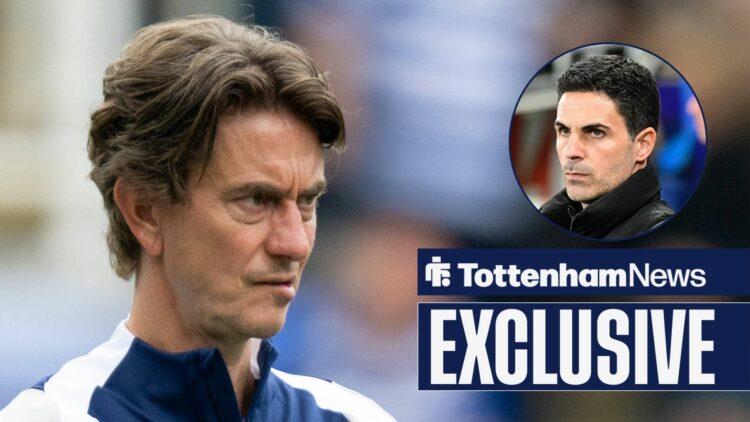 Thomas Frank focused on Mikel Arteta in circular inset