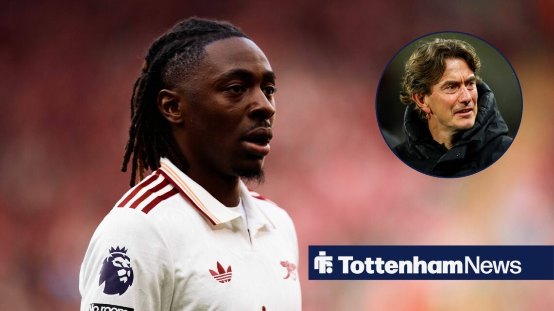 Arsenal star Eberechi Eze with Tottenham boss Thomas Frank inset
