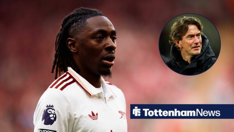 Arsenal star Eberechi Eze with Tottenham boss Thomas Frank inset