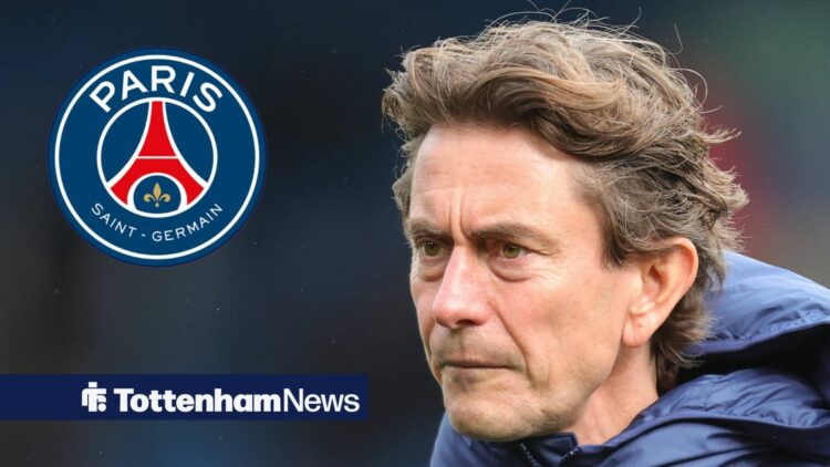 Thomas Frank focused on PSG badge in circular inset