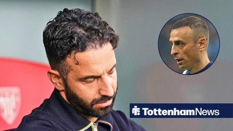 Manchester United boss Ruben Amorim and former Tottenham striker Dimitar Berbatov in circular inset