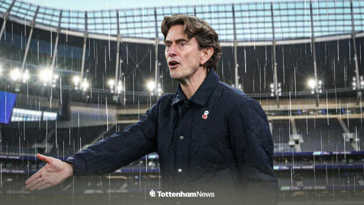 Thomas Frank looking said in front of the Tottenham Hotspur Stadium.