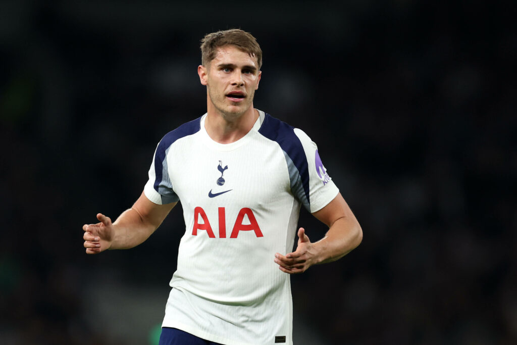 Tottenham defender Micky van de Ven in action