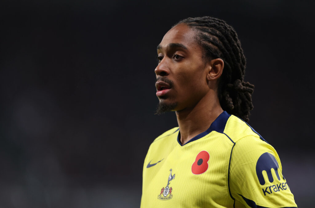 Tottenham full-back Djed Spence in action for Spurs.