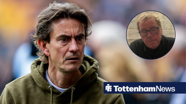 Thomas Frank looking annoyed towards a circle inset of Harry Redknapp speaking on talkSPORT