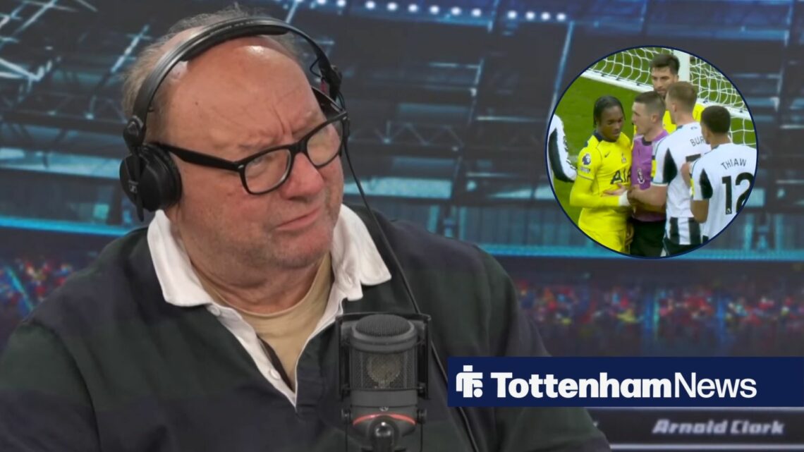 Alan Brazil looking baffled with Tottenham v Newcastle image in frame