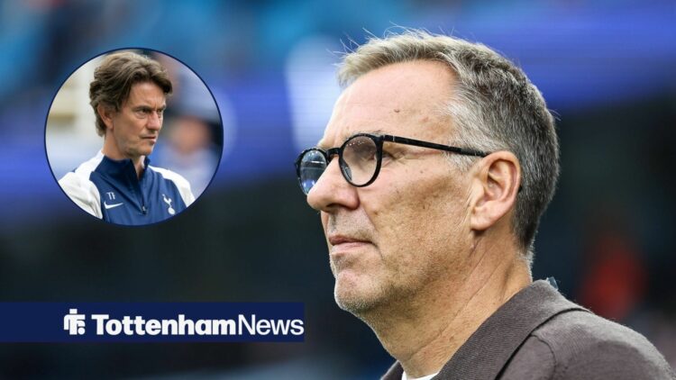 Paul Merson looking at Thomas Frank with a concerned expression.