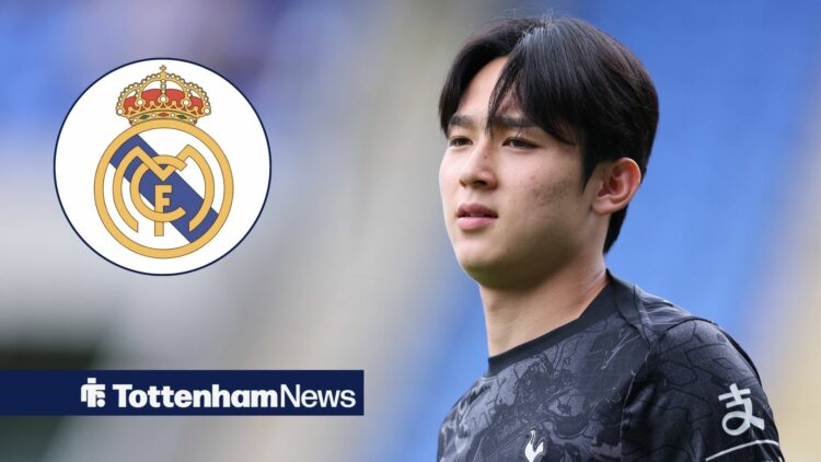 Yang Min-Hyeok looking in the direction of the Real Madrid badge.