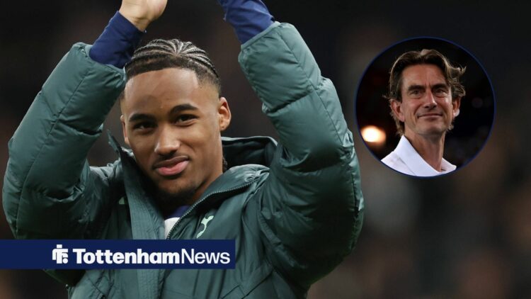 Wilson Odobert and Thomas Frank smiling at each other.