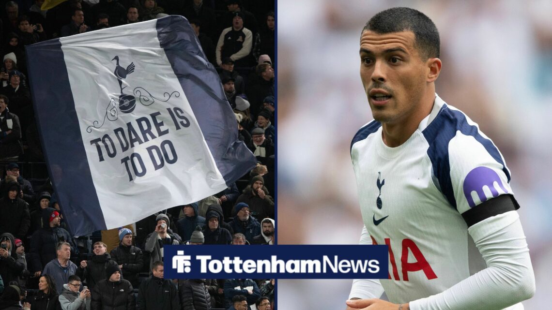 Pedro Porro looking in the direction of Spurs fans.