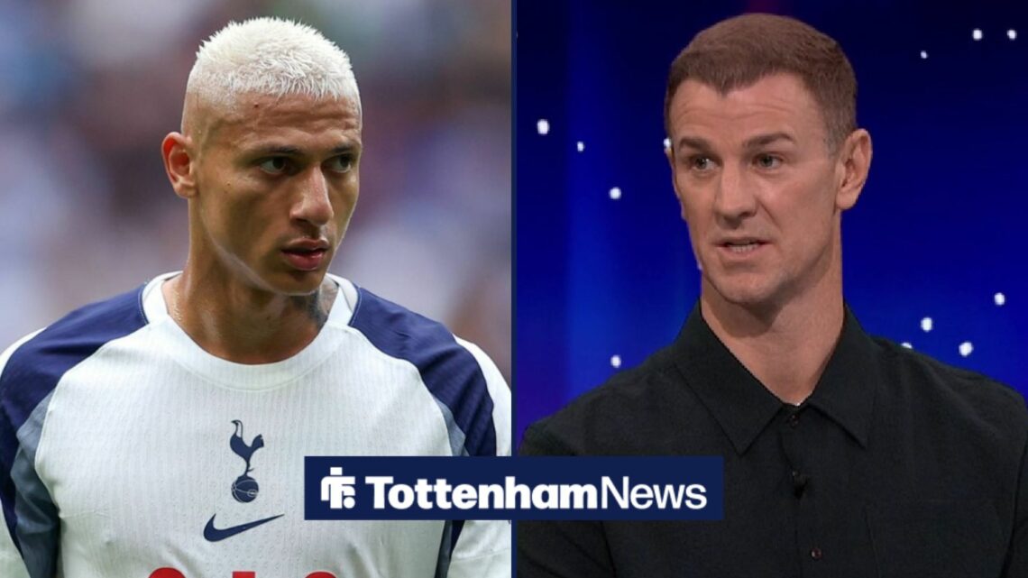 Joe Hart and Richarlison looking at each other.